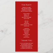 Einfache Rote Hochzeit Programm (Rückseite)