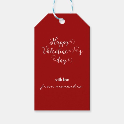 Einfache rote, individuell anpassbare Valentinstag Geschenkanhänger (Vorderseite)