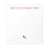 Einfache Rote Kardinal Winter Elegante Birch Tree Notizblock (Vorderseite)