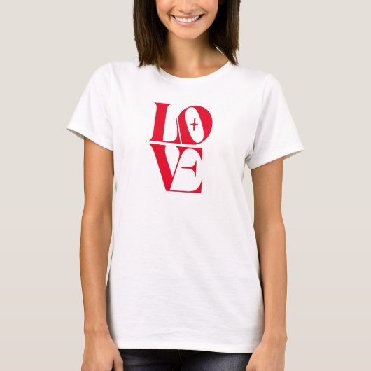 Einfache rote Liebe Moderne Typografie T-Shirt (Vorderseite)
