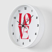 Einfache rote Liebe Moderne Typografie Uhr (Winkel)