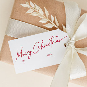 Einfache rote moderne Kalligrafie Weihnachten Geschenkanhänger
