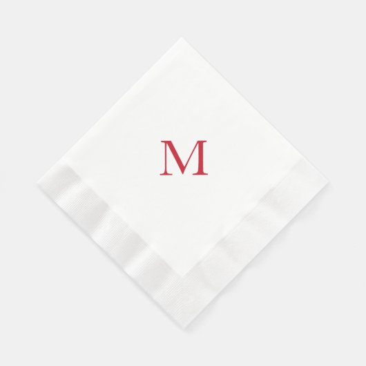 Einfache rote Monogram geprägte Luncheon Serviette (Ecke)