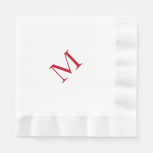 Einfache rote Monogram geprägte Luncheon Serviette (Vorderseite)