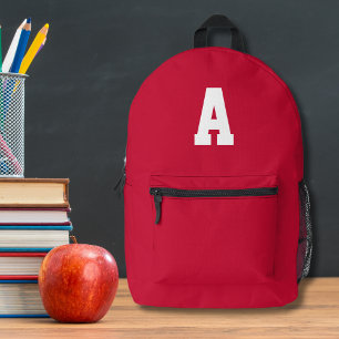 Einfache rote Monogramm Bedruckter Rucksack