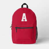 Einfache rote Monogramm Bedruckter Rucksack (Vorderseite)