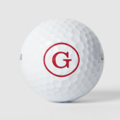 Einfache rote Monogramm mit Circle Border Golfball (Vorderseite)