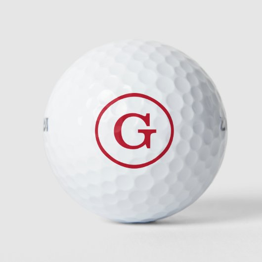 Einfache rote Monogramm mit Circle Border Golfball (Vorderseite)