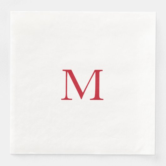 Einfache rote Monogramm-Papier Serviette (Vorderseite)