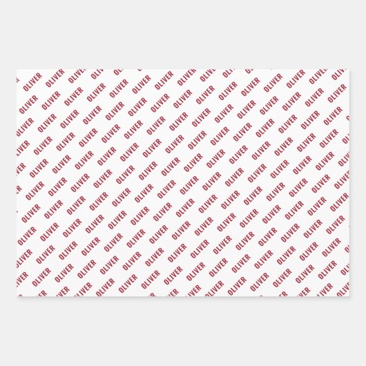 Einfache Rote Namen und Snowflake Muster Weihnacht Geschenkpapier Set (Vorderseite)