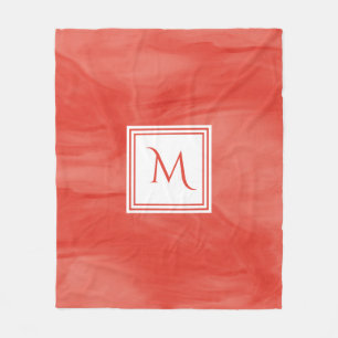 Einfache Rote Orange Subtile Marmor Modernes Monog Fleecedecke