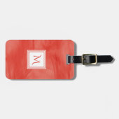 Einfache Rote Orange Subtile Marmor Modernes Monog Gepäckanhänger (Vorderseite horizontal)