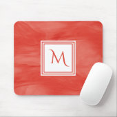 Einfache Rote Orange Subtile Marmor Modernes Monog Mousepad (Mit Mouse)
