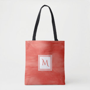 Einfache Rote Orange Subtile Marmor Modernes Monog Tasche