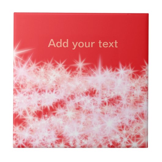 Einfache rote Rosa glitt funkelnde Sterne fügen Ih Fliese (Vorderseite)