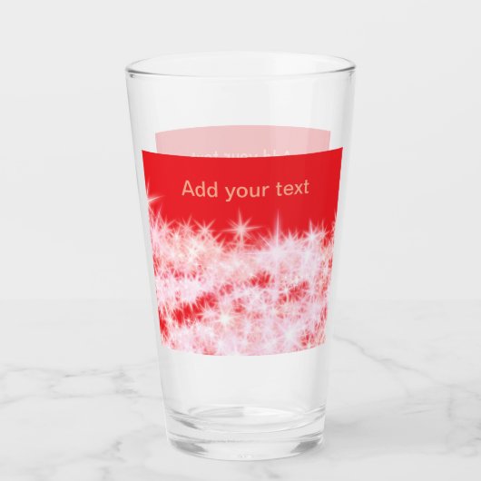 Einfache rote Rosa glitt funkelnde Sterne fügen Ih Glas (Vorderseite)