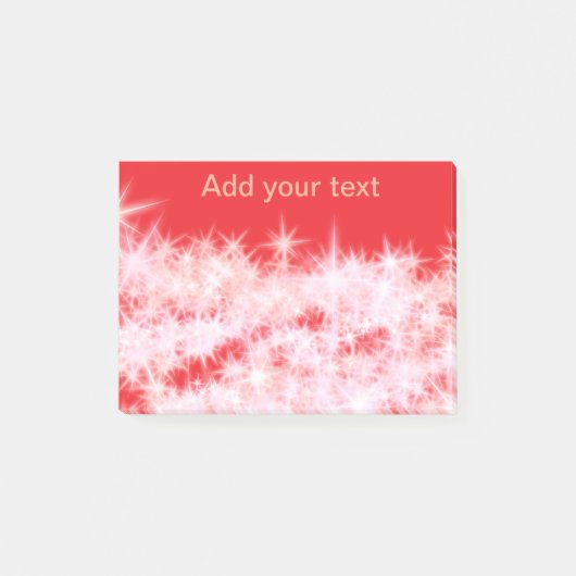 Einfache rote Rosa glitt funkelnde Sterne fügen Ih Post-it Klebezettel (Vorderseite)