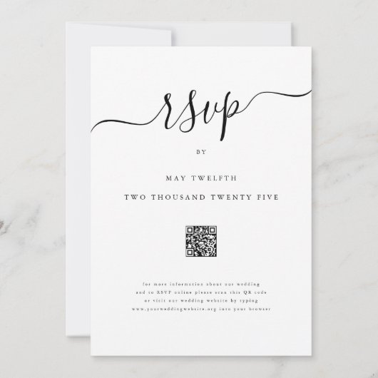 Einfache Rote Rose Elegantes Script QR Code Hochze Einladung (Rückseite)