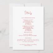 Einfache Rote Rose für Hochzeitsdetails Einladung (Vorderseite)