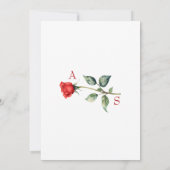 Einfache Rote Rose für Hochzeitsdetails Einladung (Rückseite)