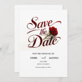 Einfache Rote Rose Hochzeit Save The Date (Vorne/Hinten)