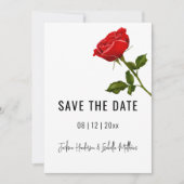 Einfache rote Rose Hochzeit Termin speichern Save The Date (Vorderseite)
