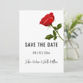 Einfache rote Rose Hochzeit Termin speichern Save The Date (Stehend Vorderseite)