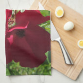 Einfache Rote Rosen Küchentuch (Viertel Falte)