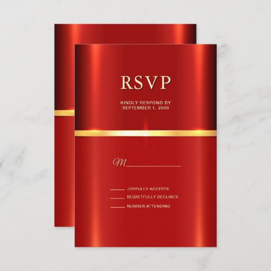 Einfache rote RSVP-Karte RSVP Karte (Vorne/Hinten)
