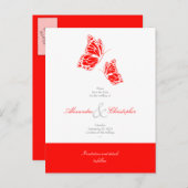 Einfache rote Schmetterlinge Save the Date Hochzei Ankündigungspostkarte (Vorne/Hinten)