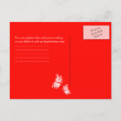 Einfache rote Schmetterlinge Save the Date Hochzei Ankündigungspostkarte (Rückseite)