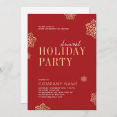 Einfache Rote Schneeflocken Einladung (Vorne/Hinten)