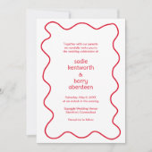 Einfache Rote Schnürrahmen Moderne Hochzeit Einladung (Vorderseite)
