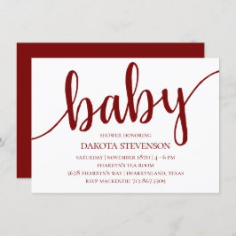 Einfache rote Schrift | Cherry Blüh Baby Shower Einladung