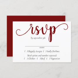 Einfache rote Schrift | Cherry Blüht Entree Choice RSVP Karte