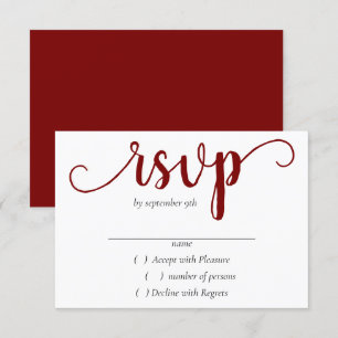 Einfache rote Schrift   Cherry Minimalistisch Blüh RSVP Karte
