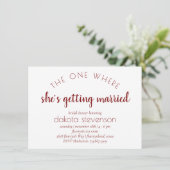 Einfache rote Schrift | Eine, in der es verheirate Einladung (Stehend Vorderseite)