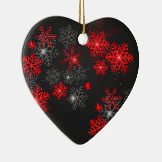 Einfache rote Schwarze Ornamente mit Schneeflocken (Rechts)