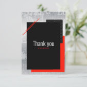 Einfache rote schwarze Streifen mit Skript und wei Dankeskarte (Stehend Vorderseite)