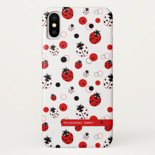 Einfache rote, schwarze und weiße Ladybug-Muster Case-Mate iPhone Hülle