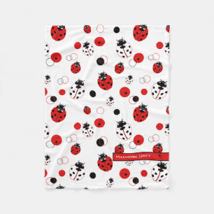Einfache rote, schwarze und weiße Ladybug-Muster Fleecedecke
