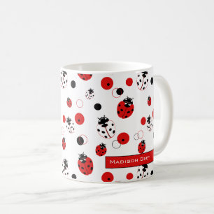 Einfache rote, schwarze und weiße Ladybug-Muster Kaffeetasse