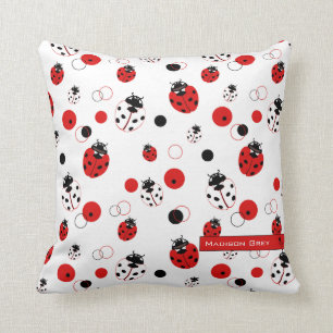 Einfache rote, schwarze und weiße Ladybug-Muster Kissen