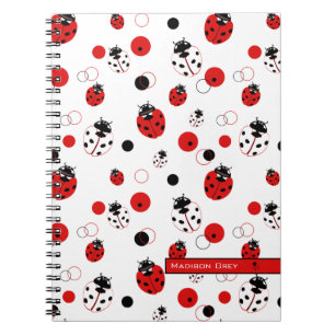 Einfache rote, schwarze und weiße Ladybug-Muster Notizblock