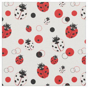 Einfache rote, schwarze und weiße Ladybug-Muster Stoff