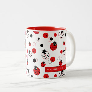 Einfache rote, schwarze und weiße Ladybug-Muster Zweifarbige Tasse