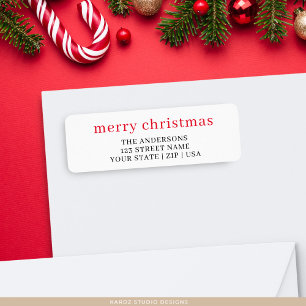Einfache rote Typografie Weihnachten Rücksendeadre