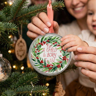 Einfache Rote Typografie Weihnachtsgrün Ornament Aus Metall