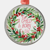 Einfache Rote Typografie Weihnachtsgrün Ornament Aus Metall (Vorne)