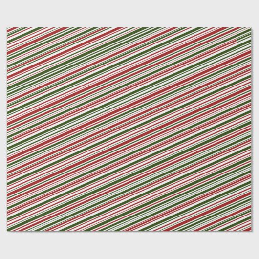 Einfache rote und grüne Streifen Weihnachten  Geschenkpapier (Flach)